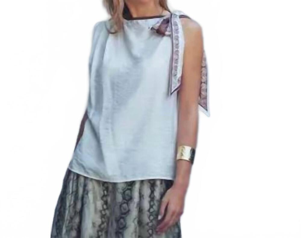 NEW URBAN DAIZY paisley scarf tie shoulder linen top in white